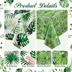 2 Pieces 54 X 108 Inch Hawaii Palm Leaves Tablecloth Plastic Tropical Jungle Tablecover Rectangular Luau Safari Hawaiian Themed Birthday Party Decorations