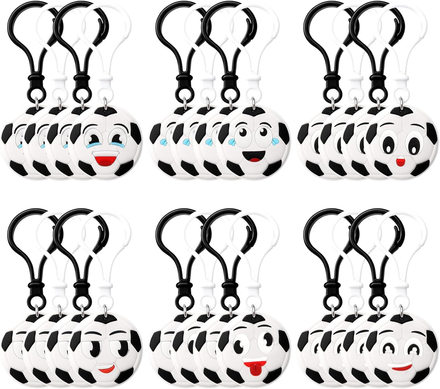 24 Pack Sport Party Favors Sport Ball Keychain Bulk, PVC Mini Soccer Keychains Lightweight Sports Party Back to School Reward Team Gifts Birthday for Sports Lover