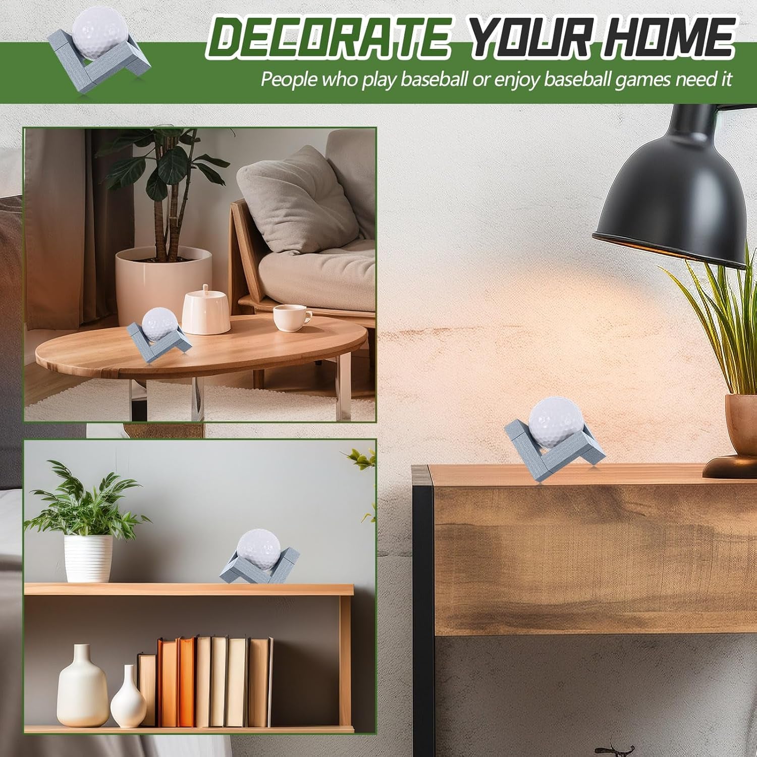 3 Pack Golf Ball Display Stand 1.97 Inch Wooden Golfball Display Case Grey Baseball Rack Holder for Souvenir Collections Tabletop Decor Men Golf Enthusiasts