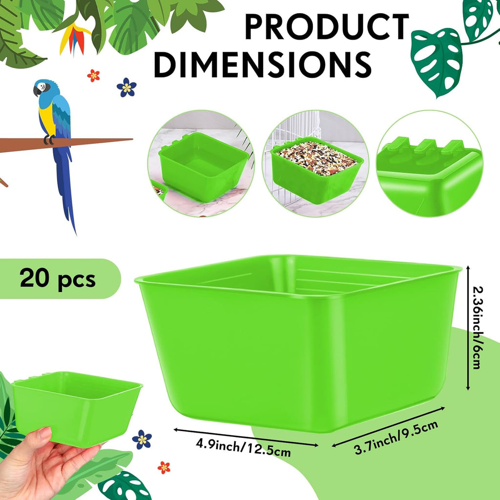 20 Pcs Cage Cups Chicken Feeder Waterer 16 Oz Birds Feeders Hanging Bunny Cage Chicken Water Bowl for Pet Parrot Rooster Parakeet Gamefowl Poultry Pigeon Wire Hutch(Green)