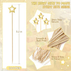 100PCS Gold Star Cocktail Picks, Decorative Fancy Toothpicks for Appetizers, 5.2 Inch Long Bamboo Skewers, Wooden Garnish Sticks for Drinks Food Fruit Party Supplies Charcuterie Boards Accessories