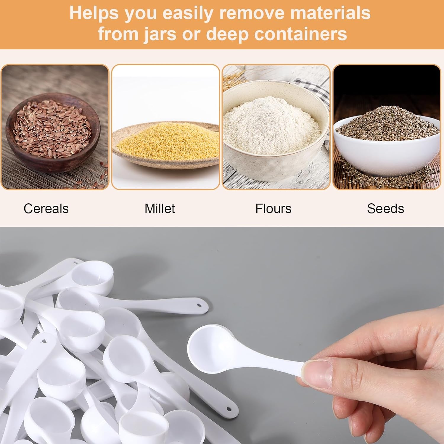 200 Pcs Teaspoon Measuring Spoons Bulk Reusable Plastic Scoop Measuring Spoons Long Handle Plastic Scoop for Cosmetics Coffee Sugar Spices Protein((5 Ml / 5 Cc/ 1 Tsp)