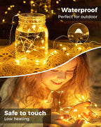 12 Pack LED Fairy Lights Battery Operated, 7Ft 20LED Mini String Lights Waterproof, Silver Wire Firefly Starry Lights Bulk for Mason Jars Crafts Table Centerpieces Party Christmas, Warm White