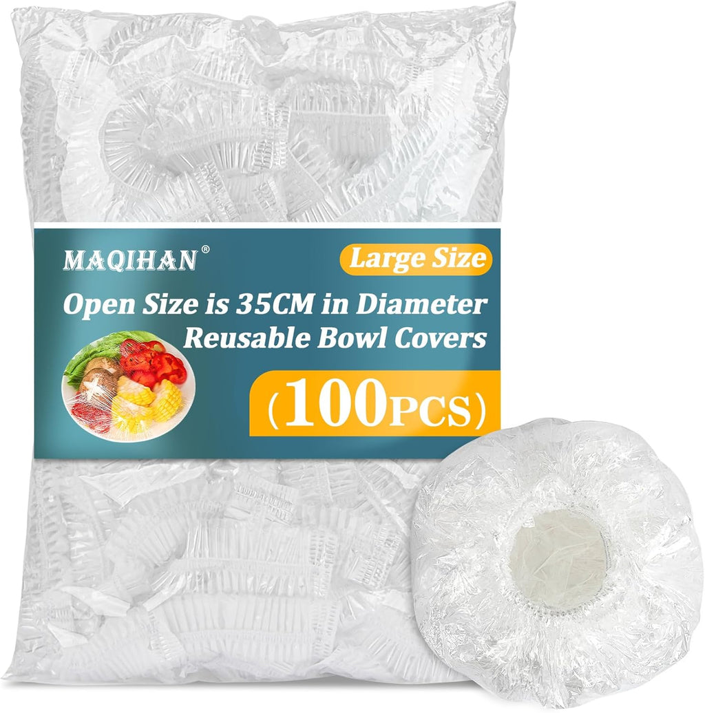 100 Bowl Covers Bread Proofing - Extra Large Plastic Wrap for Food Sourdough Bread Baking Rising Elastic Reusable Plate Covers Outdoor Food Fresh Keeping Bags Shower Cap Hair Deep Conditioning