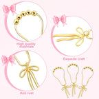 12 Pcs Gold Bow Knot Shower Curtain Hooks Rustproof Metal Decorative Bow Knot Shower Hangers Bulk Glide Curtain Rings for Bathroom Bedroom Living Room Decor
