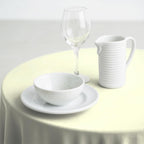 10 Pack Premium Disposable Plastic Tablecloth 84" round Table Cover for Birthdays Weddings Christmas Anniversary Buffet Table (Beige)