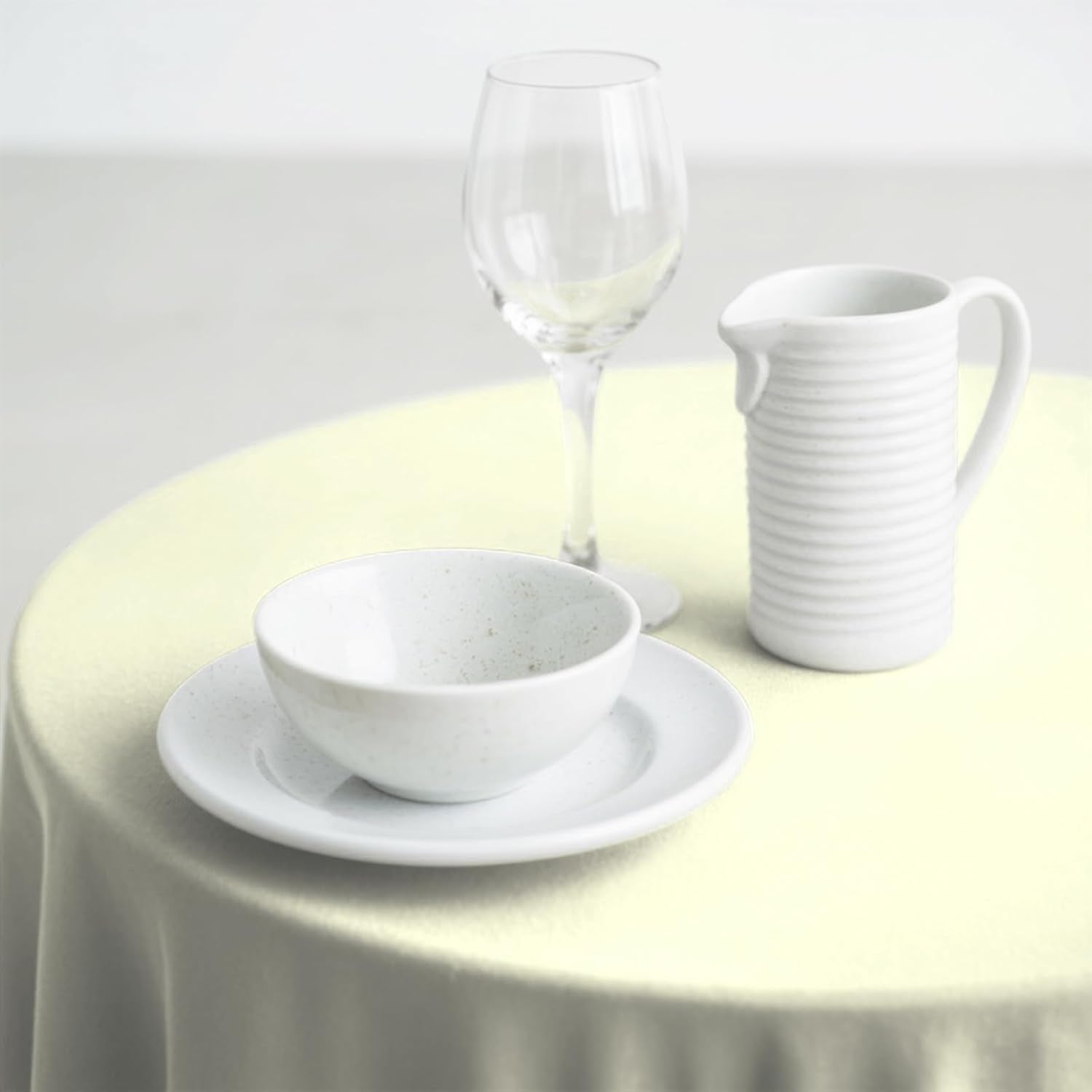 10 Pack Premium Disposable Plastic Tablecloth 84" round Table Cover for Birthdays Weddings Christmas Anniversary Buffet Table (Beige)