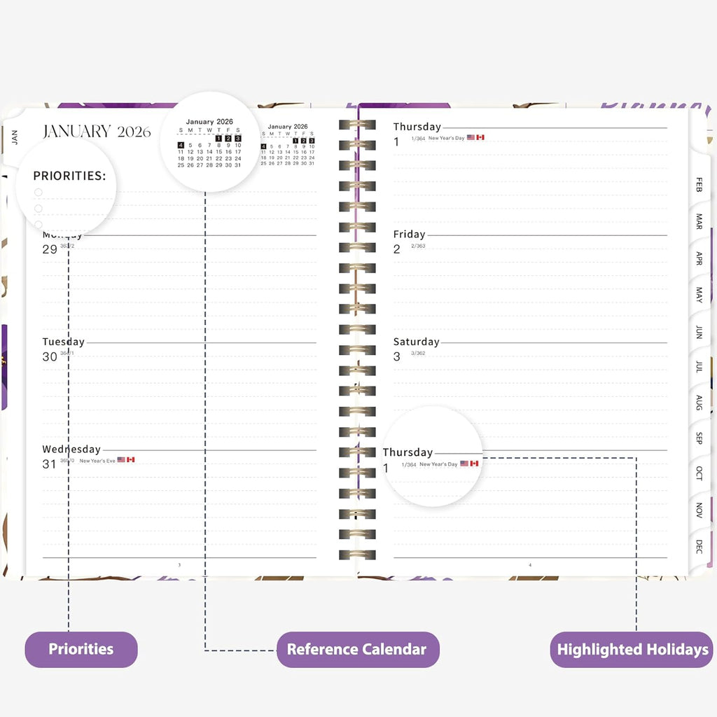 2026 Planner, Weekly and Monthly Calendar Planning Book, Jan 2026 - Dec 2026, Academic Agenda Book, Desk Accessories for Home, Office and School Supplies - A5 (6.3'' X 8.5'')
