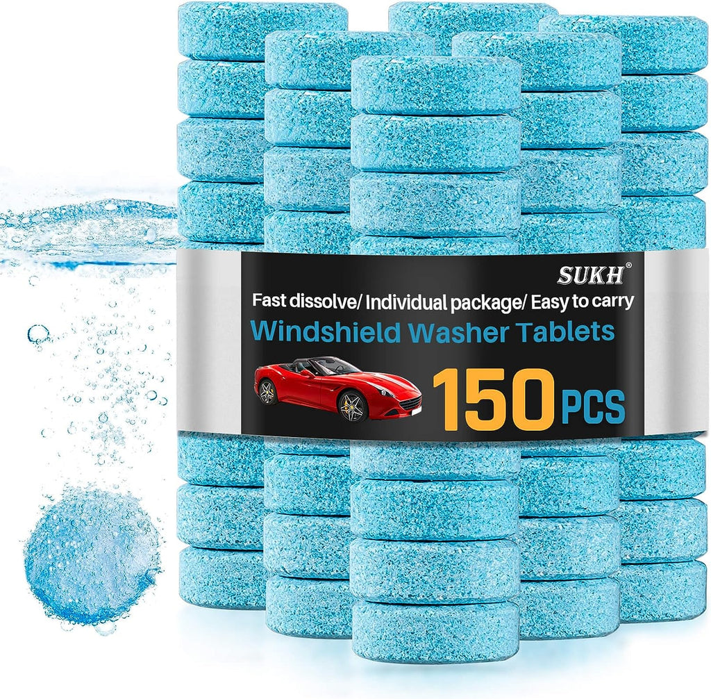 150 Car Windshield Washer Tablets - Washer Fluid Tablets Glass Cleaner Concentrate Car Windshield Wiper Fluid Car Windshield Cleaner