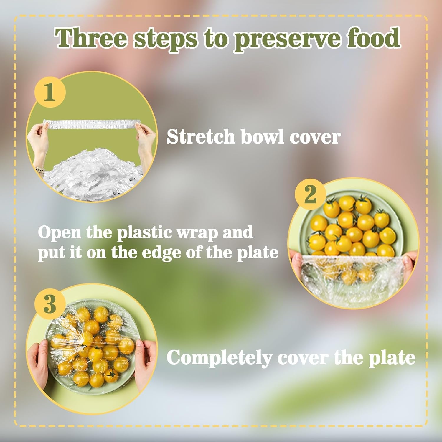 100PCS Bowl Covers Reusable - Thickend&Sturdy Plastic Bowl Cover Elastic Food Covers Stretch Reusable Disposable Food Storage Fresh Keeping Bags Outdoor to Keep Dust Away Outdoor Party Supplies