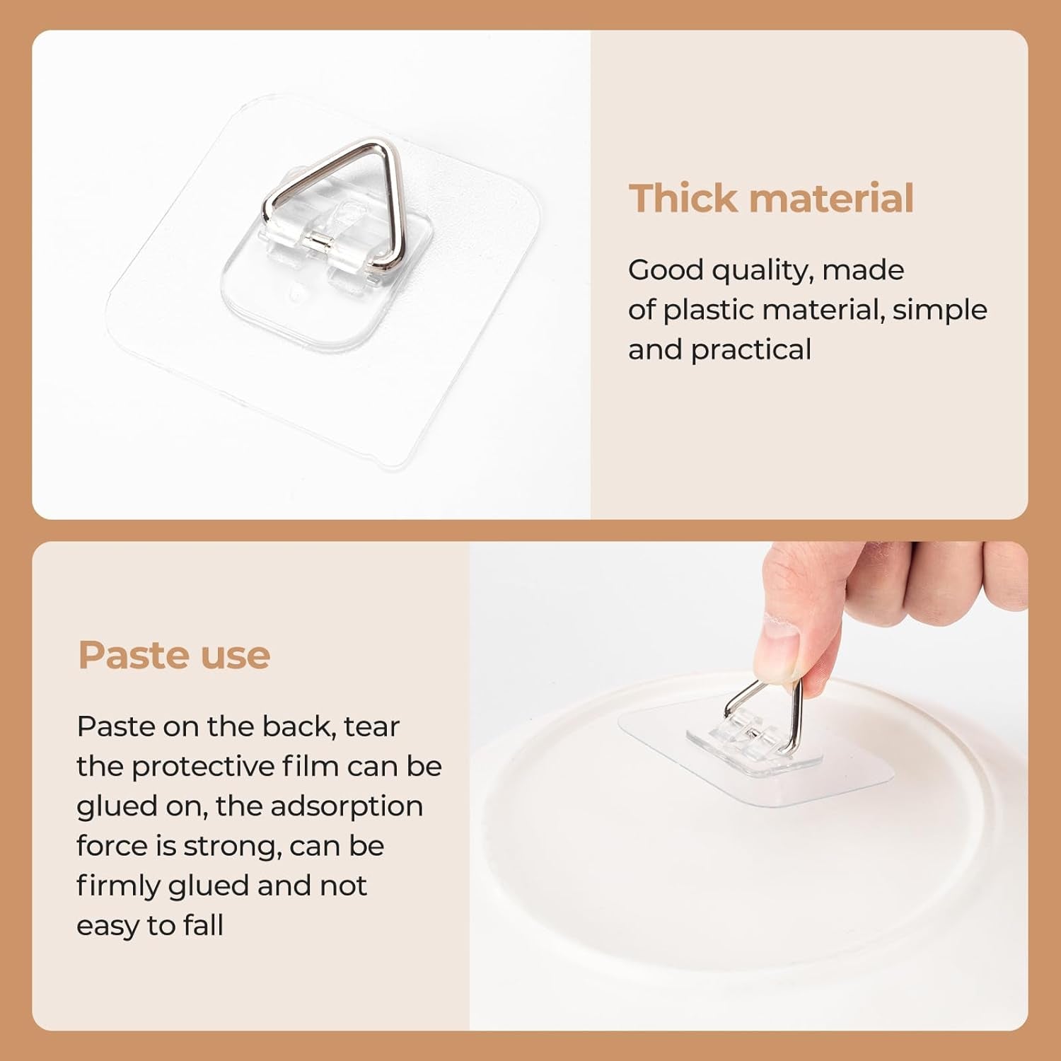 10 Pack Invisible Vertical Plate Hangers, 2.3 Inch Adhesive Plastic Hooks for Hanging Decorative Plates, Wall Art, and Small Artwork