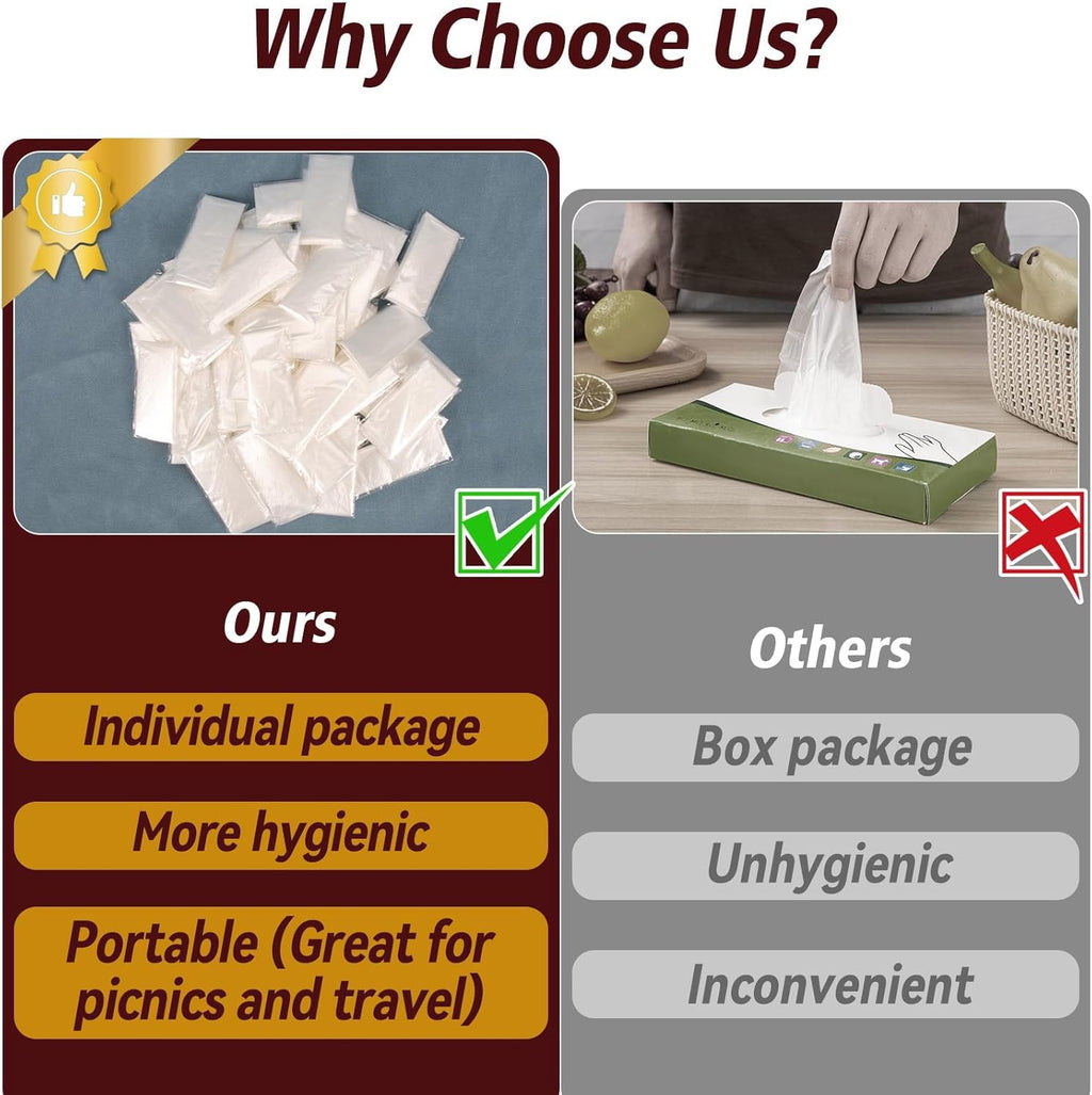 100Pcs(50Paris) Plastic Gloves Disposable - Plastic Food Safe Handling Food Prep Service Gloves Clear Food Handler Cooking Serving Kitchen Restaurant Hair Dye Individual Packaged