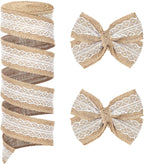 11Yard Jute-Burlap Ribbon Roll, Rustic Brown Natural Lace Trim for Gift Wrapping, Wreath Making, DIY Crafts & Farmhouse Home Decor