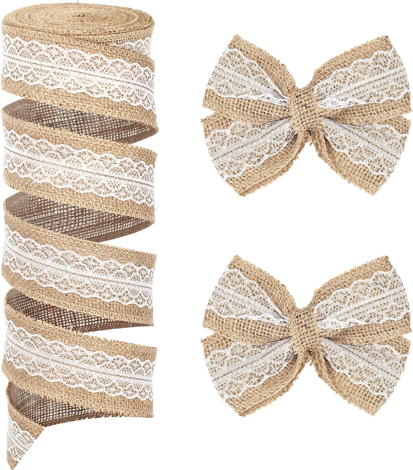 11Yard Jute-Burlap Ribbon Roll, Rustic Brown Natural Lace Trim for Gift Wrapping, Wreath Making, DIY Crafts & Farmhouse Home Decor