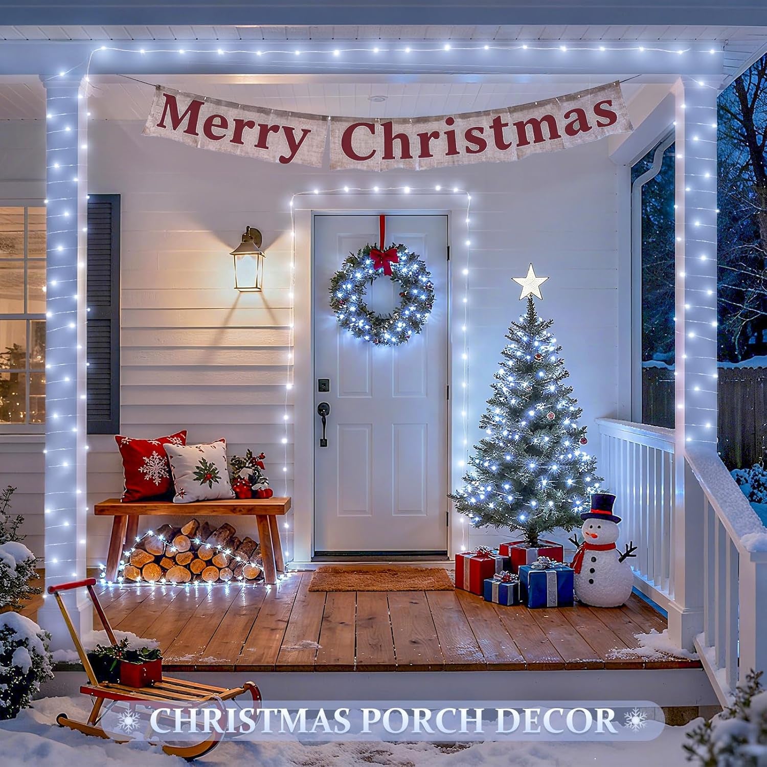 2 Pack Solar String Lights Outdoor Waterproof, Each 33FT 100 LED Solar Christmas Lights Outdoor, 8 Modes White Fairy Light for outside Yard Tree Patio Garden Wedding Christmas Decorations