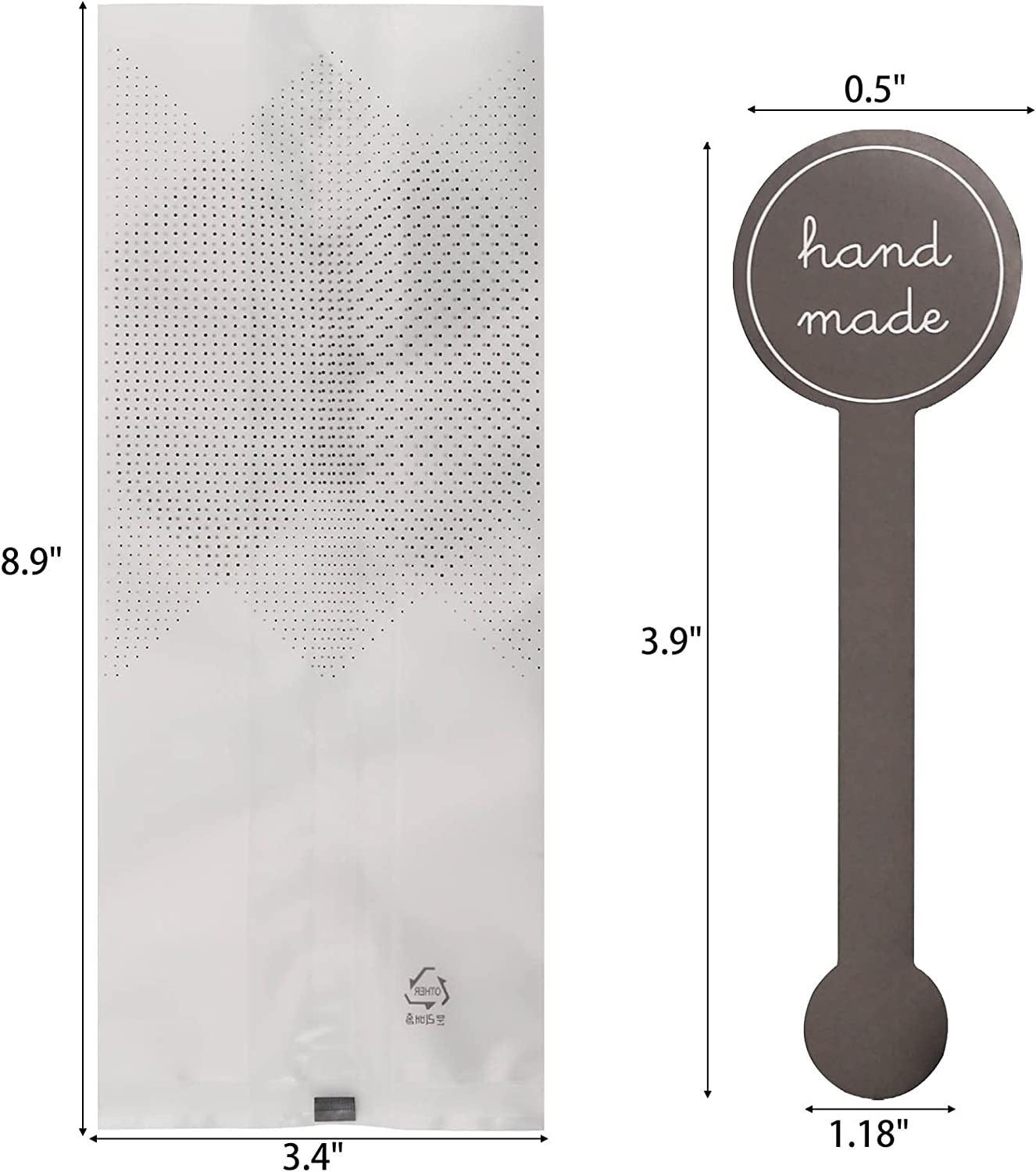 (400Pcs) 200 Pack Translucent Cellophane Bags for Bakery Party Supplies (9X3.4 Inch) - Clear Plastic Cookie Candy Wrapping Bags with 200 Handmade Stickers, Ideal for Chocolate Cake Snack Packaging