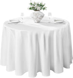 1 Pack 120Inch round Tablecloth Polyester Table Cloth, Stain Resistant and Wrinkle Polyester Dining Table Cover for Kitchen Dinning Party Wedding Rectangular Tabletop Buffet Decoration(White)