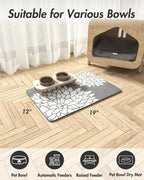 -Pet Feeding Mat-Absorbent Floral Cat&Dog Food Mat-Dog Mat for Food and Water Bowl-No Watermark Quick Dry Dog Water Dispenser Mat Pet Placemat-Pet Supplies & Accessories1219 Grey