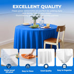 10 Pack Premium Disposable Plastic Tablecloth 84" round Table Cover for Birthdays Weddings Christmas Anniversary Buffet Table (Blue)