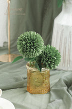 12Pcs Emerald Green Faux Silk Mums Artificial Flowers Bulk Fake Chrysanthemums with Stems for DIY Wedding Table Centerpieces Floral Arrangements Vase Fillers Home Decorations