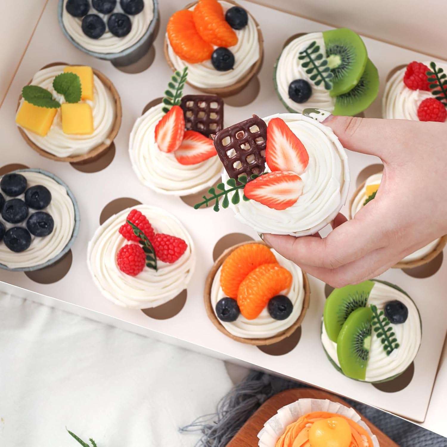 2PCS White Cupcake Container, 12 Count with Window Boxes Holding 24 Pastry Box for Birthday Holiday Party Bakery Supplies