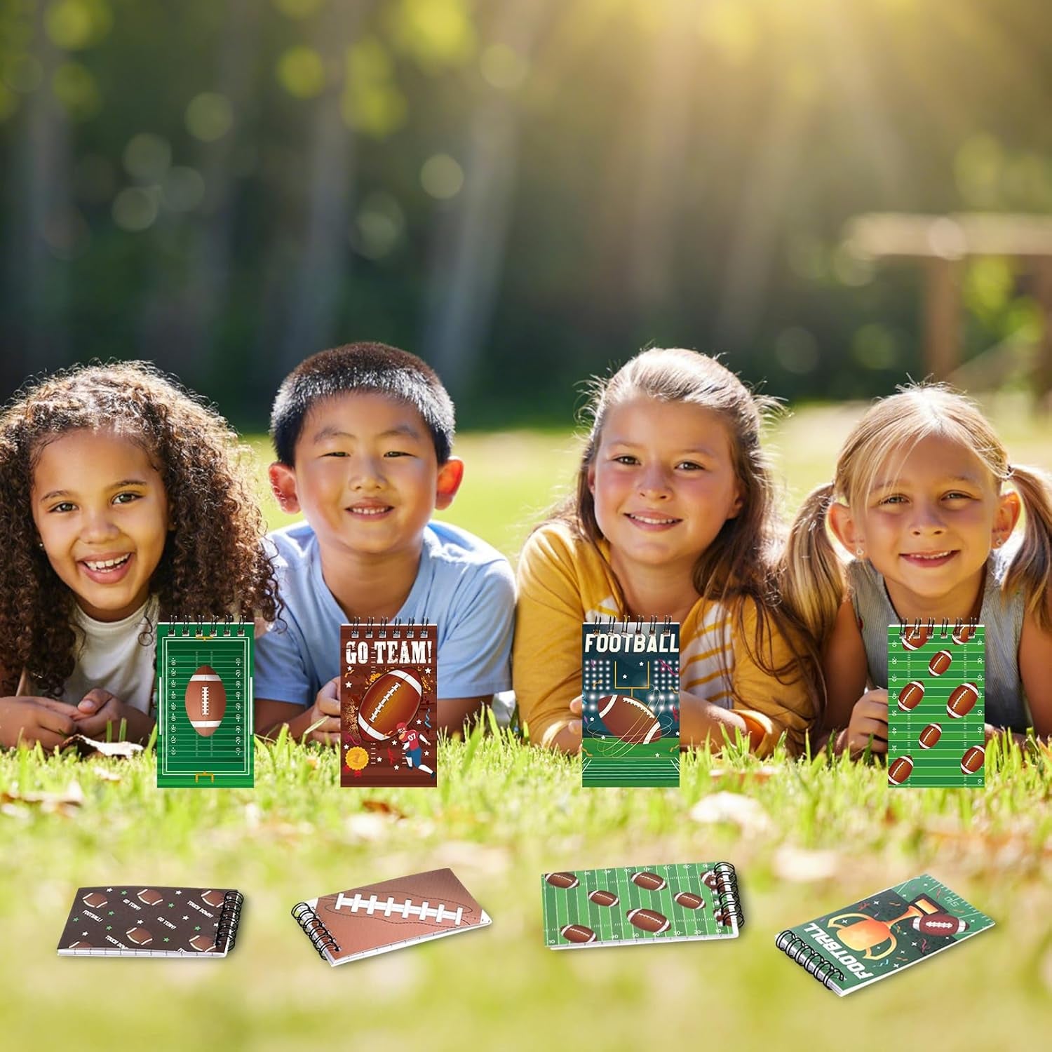 24 Pcs Football Mini Notepads Sports Party Favors Spiral Mini Journal Notebooks Goodie Bag Stuffers for Teacher Reward Birthday Party Gifts Supplies