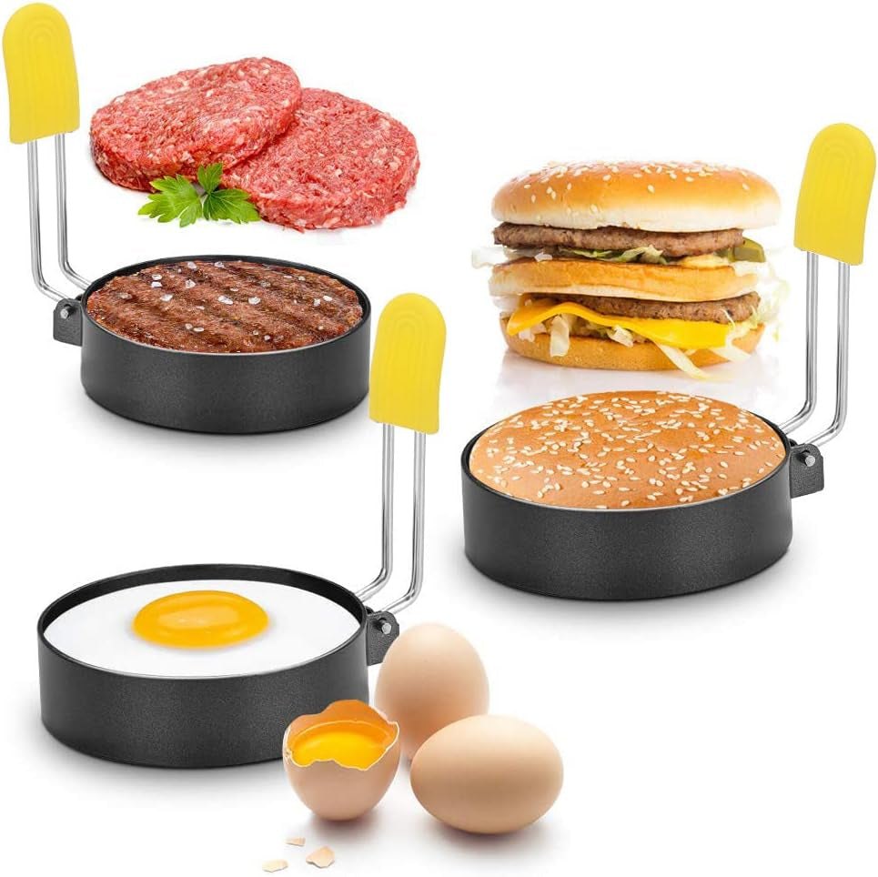2.9 Inch Egg Rings Set of 2 with Silicone Handle, Small Nonstick round Ring Mold for Frying Eggs, English Muffins, Breakfast Sandwiches Cooking