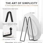 3 Pack 12 Inch Plate Stands for Display - Large, Metal Picture Frame Holder Stand + Easels for Decorative Platter, Book, Plaque, Photo, Table Top Art