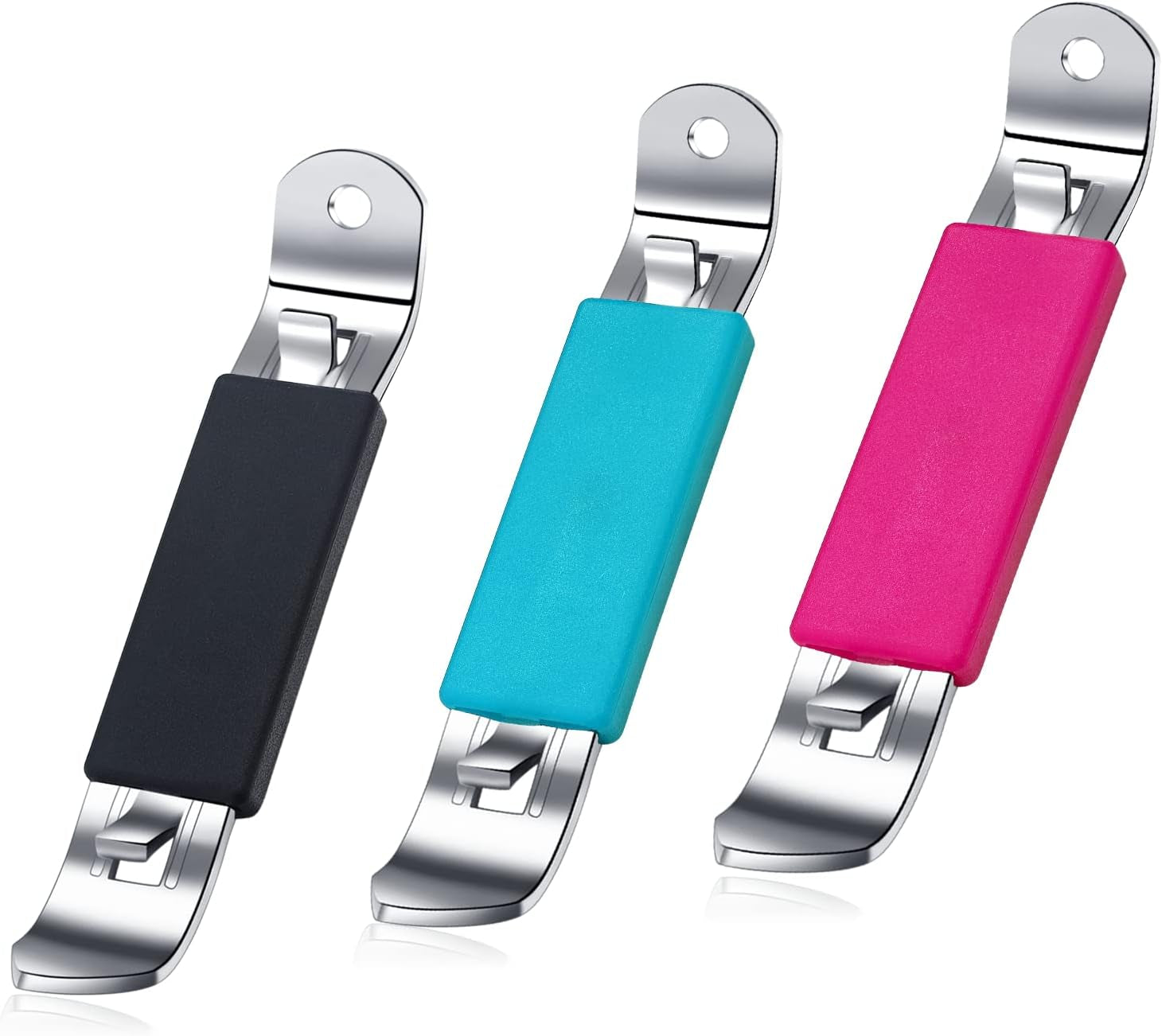 3 Pieces Magnetic Bottle Openers Can Opener Classic Beer Opener Stainless Steel Small Bottle Opener Can Tapper with Magnet for Camping and Traveling  (Black Blue Fuchsia)