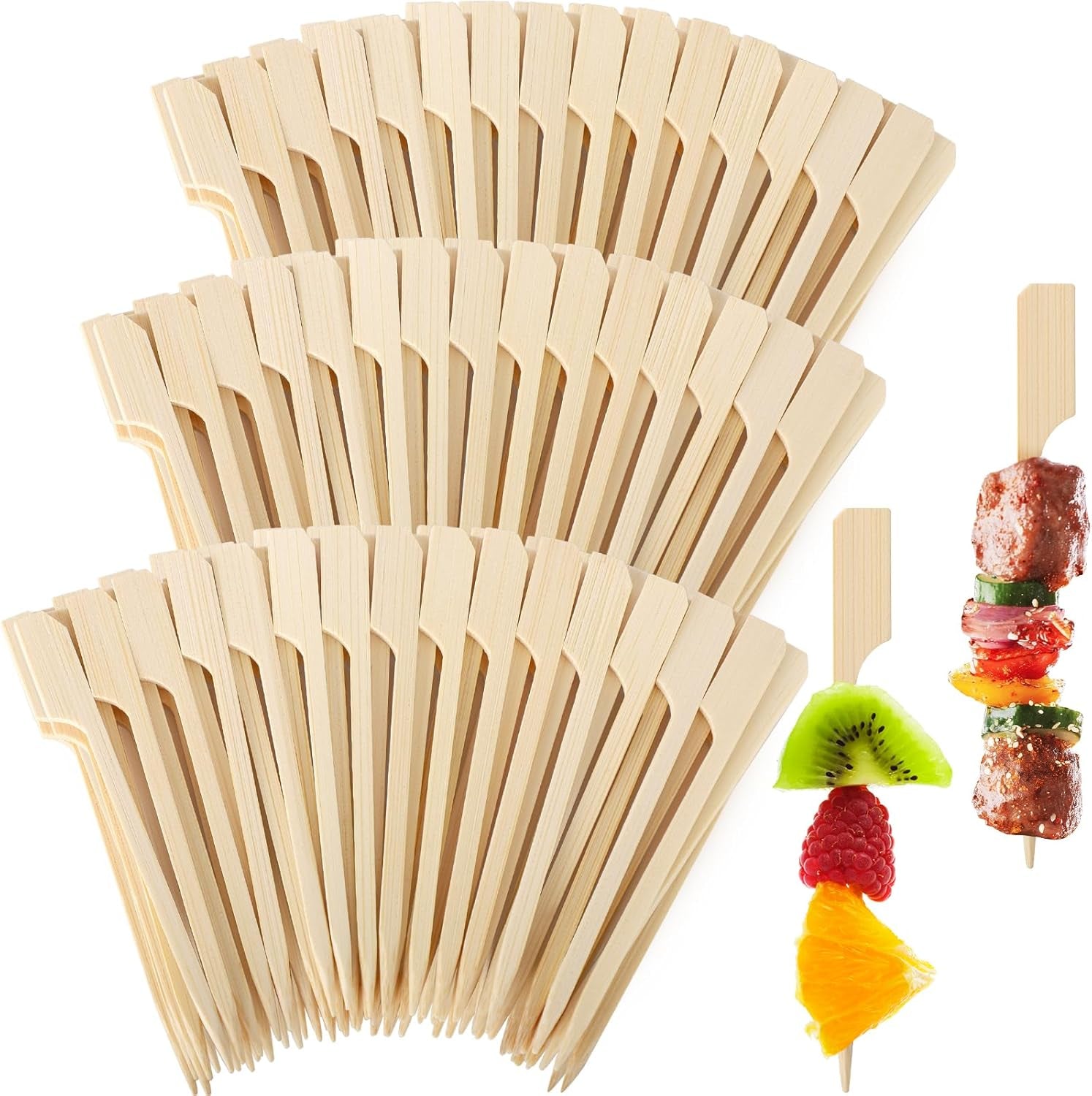 200 Cocktail Picks, 3.5 in Small Bamboo Skewers for Appetizers, Cupcake Topper Sticks, Flat Paddle Wood Fancy Toothpicks for Appetizers Drinks Food Sandwich Fruit Charcuterie Boards Accessories Party