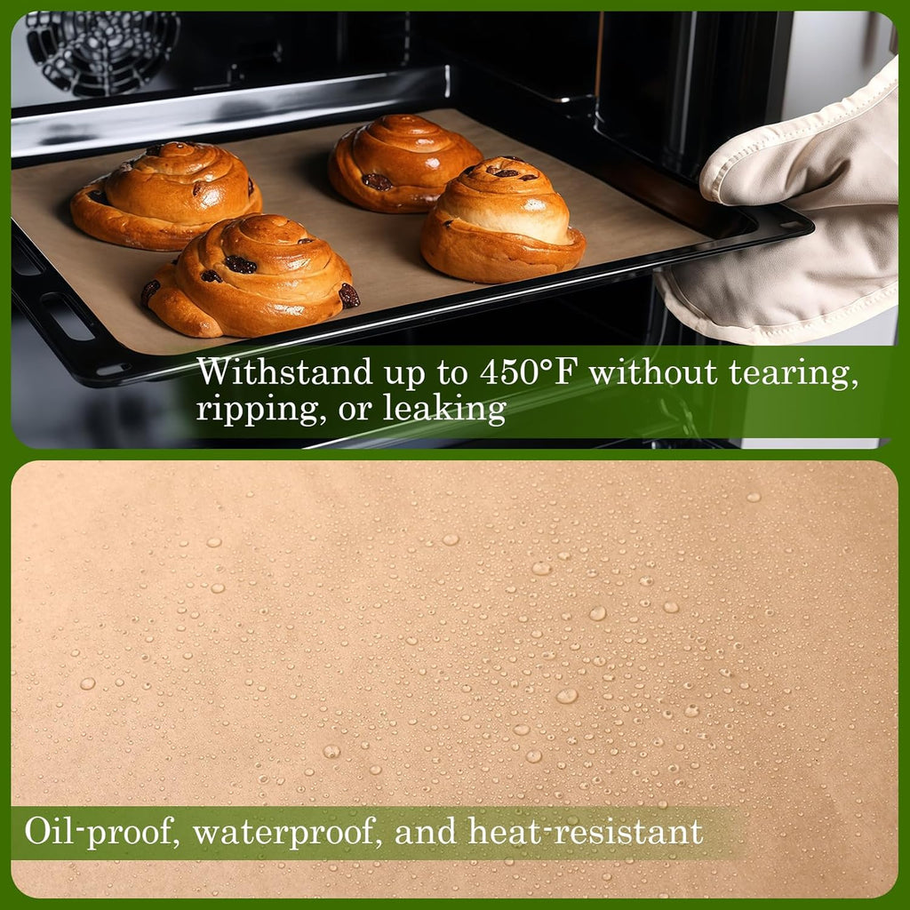 150 PCS Parchment Paper Sheets, 13” X 9” Non-Stick Precut Baking Parchment, for Baking Grilling Air Fryer Steaming Bread Cakes Cookies and More(Unbleached)