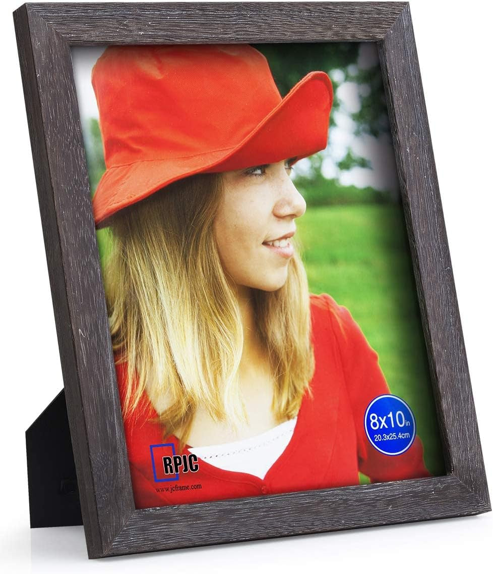 2 Pcs Sets Solid Wood Picture Frame Display Photo 5X7 Inch Black and 8X10 Inch Driftwood Finish