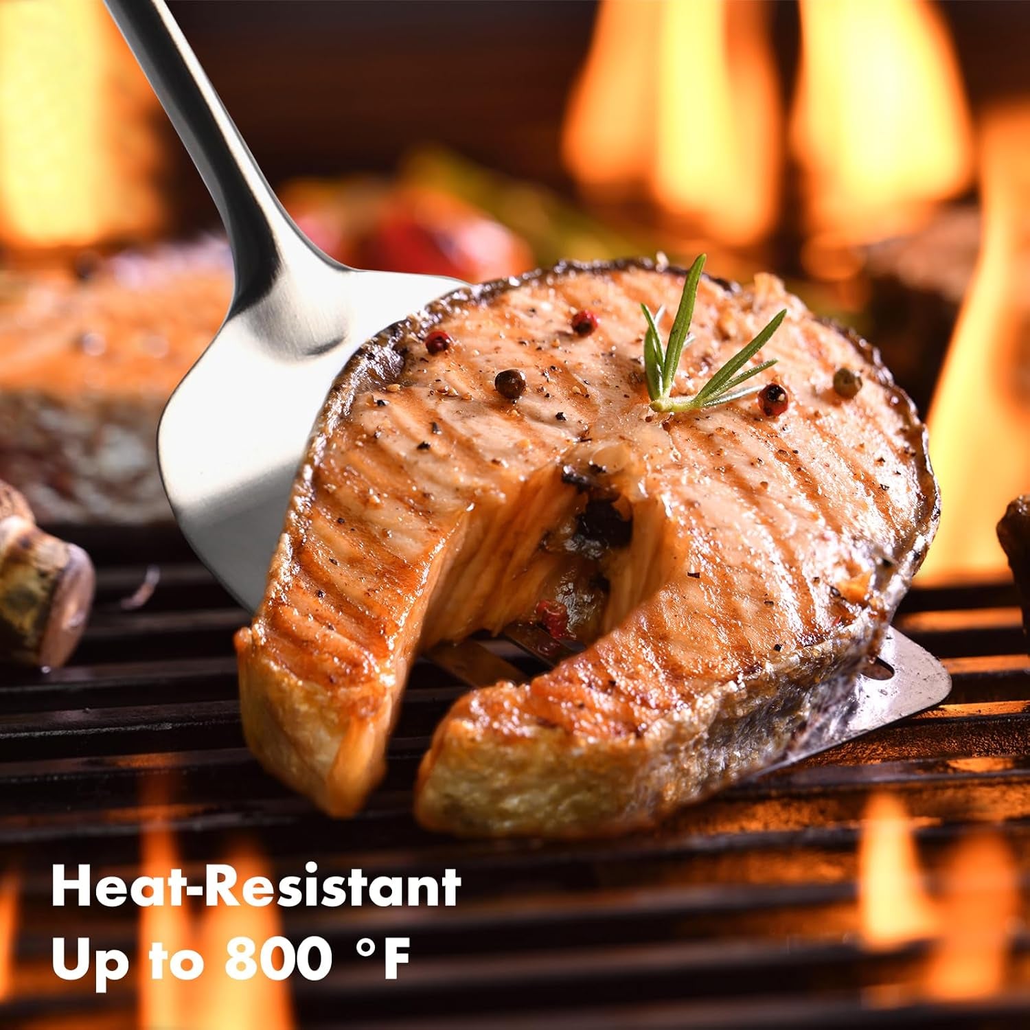 18/10 Stainless Steel Spatula Set - 15" Metal Spatulas for Kitchen Use, 1 Slotted Spatula + 1 Solid Turner, Heat Resistant Metal Cooking Utensils, Dishwasher Safe, Silver