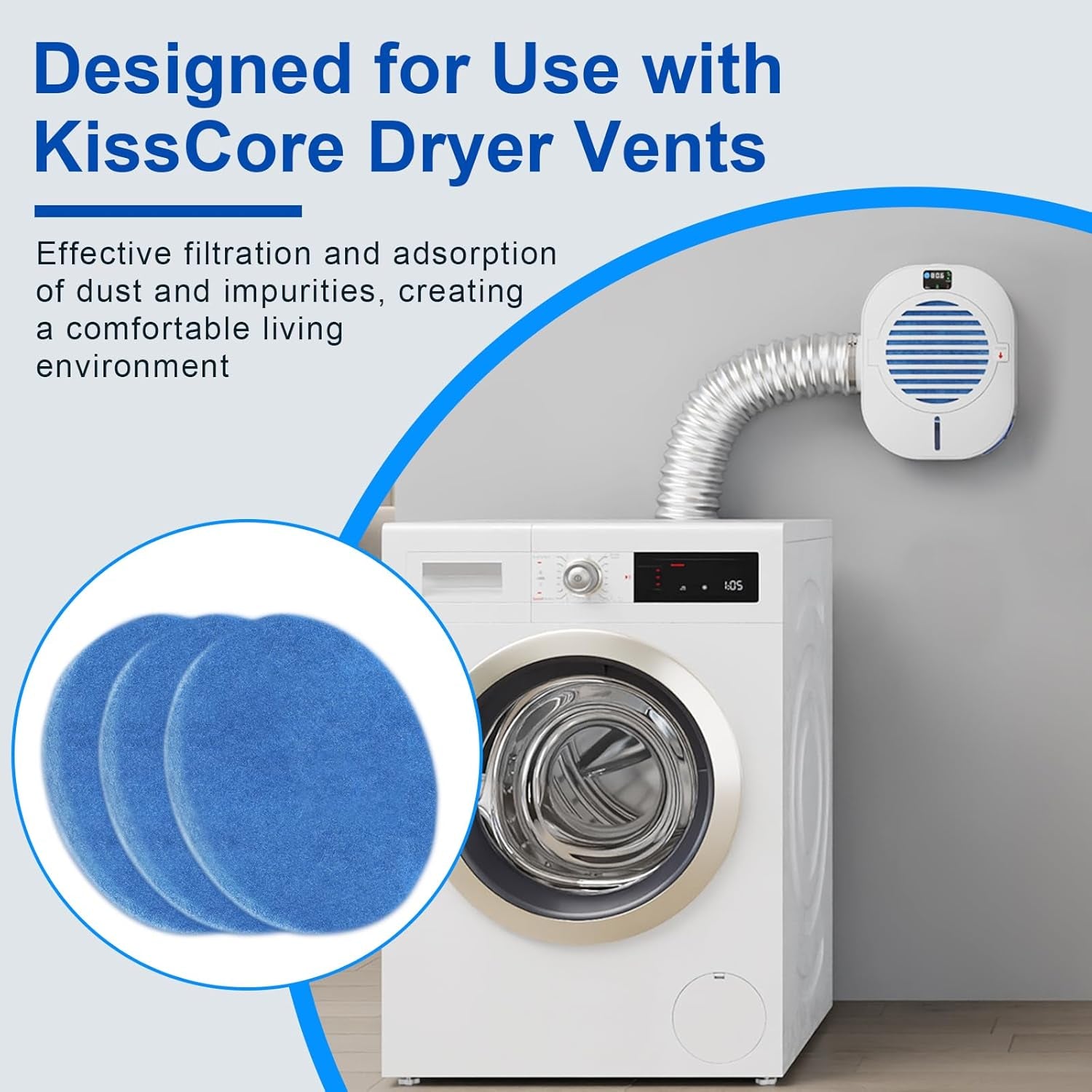 10 Pack Polyester Filter Replacement for Indoor Dryer Vent, Circular Replacement Filter Suitable for  Indoor Dryer Vent, Dryer Lint Filter, Polyester Dryer Filter Replacement