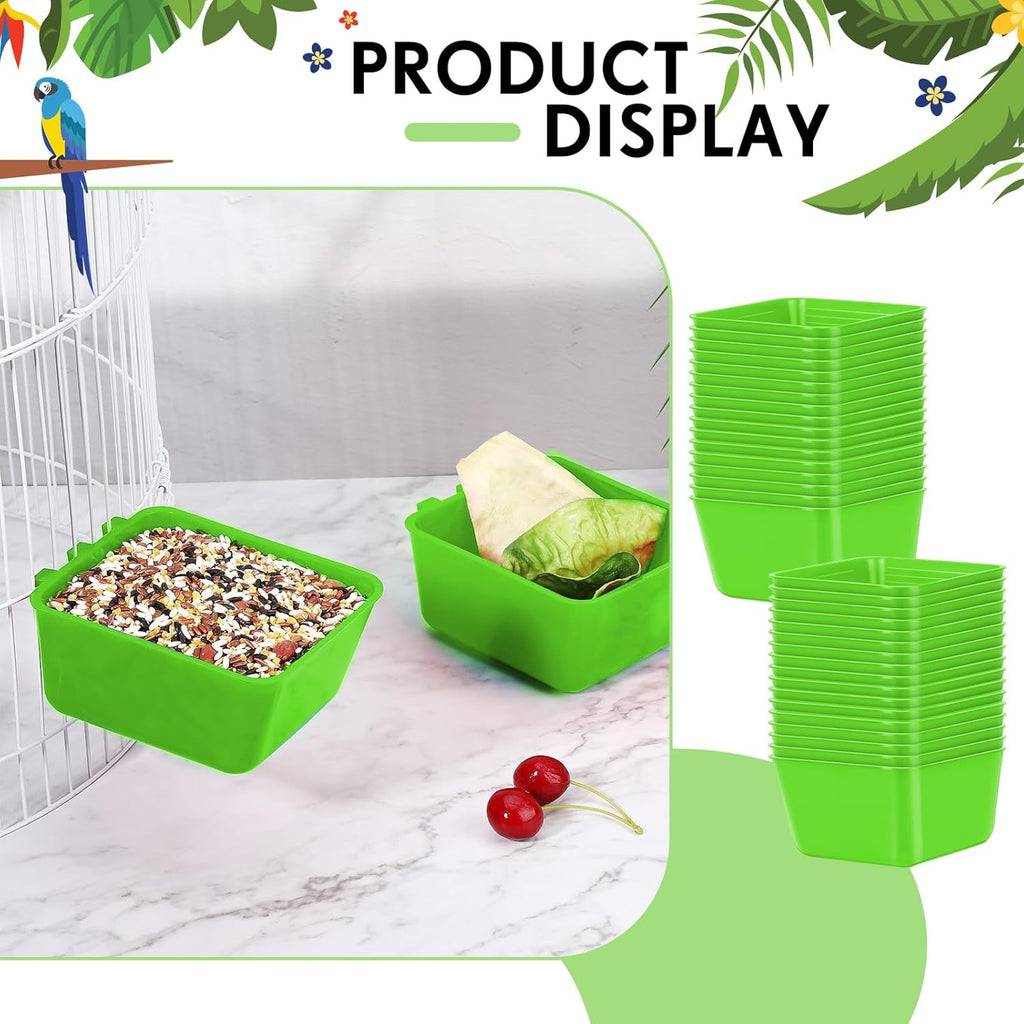 20 Pcs Cage Cups Chicken Feeder Waterer 16 Oz Birds Feeders Hanging Bunny Cage Chicken Water Bowl for Pet Parrot Rooster Parakeet Gamefowl Poultry Pigeon Wire Hutch(Green)