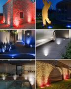 24 Pack Solar Ground Lights Outdoor, 8 LED Disc Lights IP65 Waterproof Flat Light, Pathway Light Solar Powered for Garden Lawn Patio Yard Path Landscape, Red+Blue+Cool White