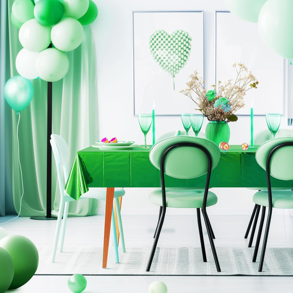 2 Pieces Red & Green Foil Tablecloth 54 * 72Inch Plastic Birthday Party Table Cloths Disposable Waterproof Table Cover for Christmas Wedding Graduation Party Supplies