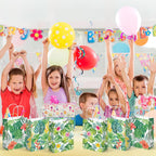24 Pack Party Favor Bags with Handles, 5.5" X 2.8" X 8" Hawaii Luau Goodie Treat Bags for Aloha Festival Beach Theme Birthdays Pool Parties Bulk Gift Packaging Supplies