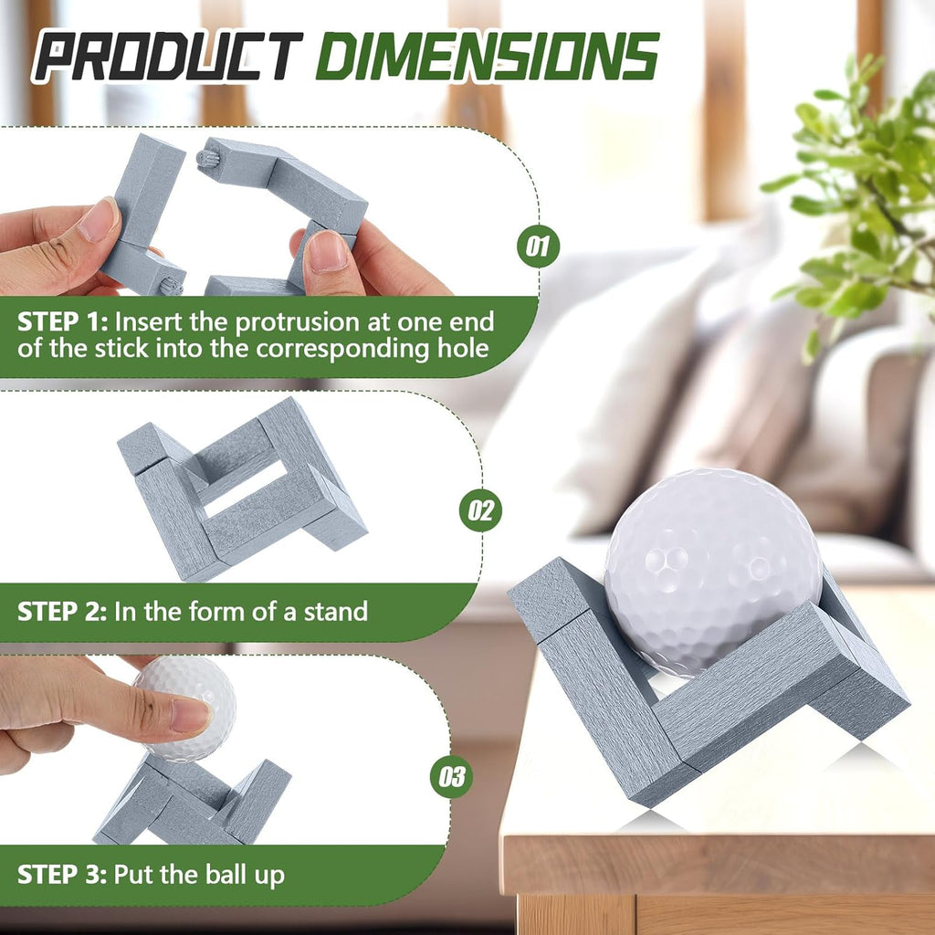 3 Pack Golf Ball Display Stand 1.97 Inch Wooden Golfball Display Case Grey Baseball Rack Holder for Souvenir Collections Tabletop Decor Men Golf Enthusiasts
