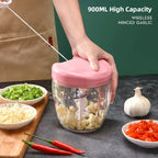 Manual Onion & Vegetable Chopper 500/900ML Rotate Crusher Kitchen Tool