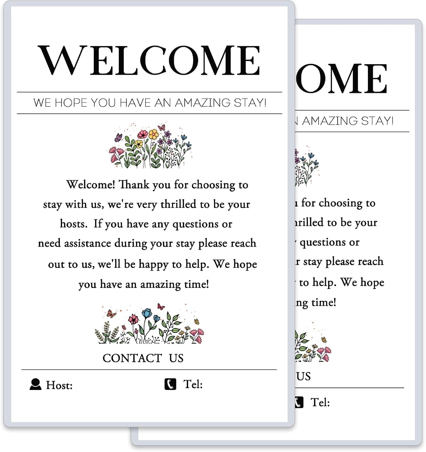 2 Pack Welcome Sign for Air Bnb Hosts, Feedback Supplies for Vacation Rental Guest Rooms, Air Bnb Essential VRBO Short-Term Rentals Executive Suites, Hotels(4" X 6")