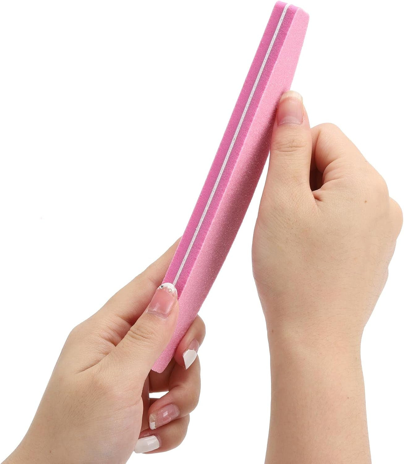 20 Pack Nail Buffers 100/180 Grit Washable Double Sided Nail Sanding Block File for Acrylic Natural Gel Nails, Pink