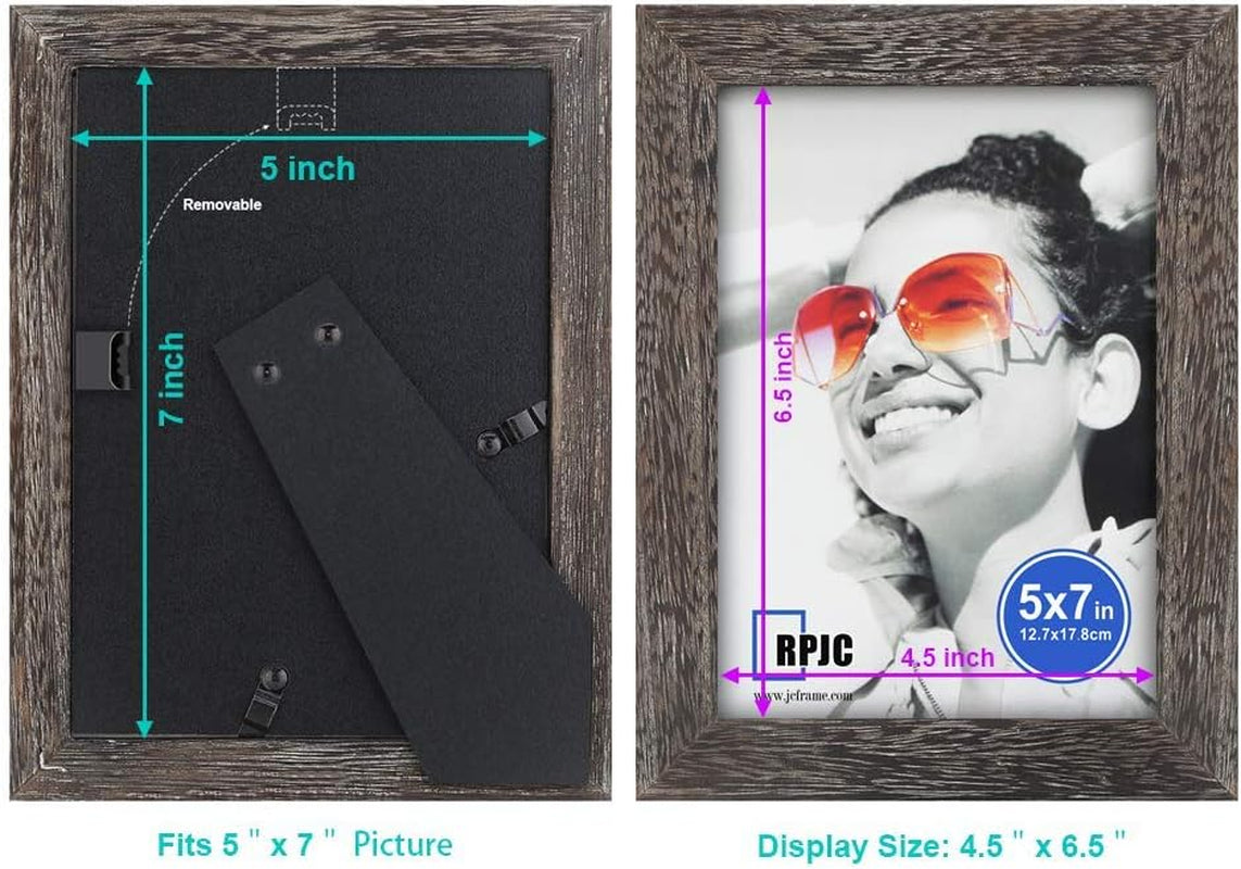 2 Pcs Sets Solid Wood Picture Frames Display Photo 11X14Inch Brown and 5X7Inch Driftwood Finish