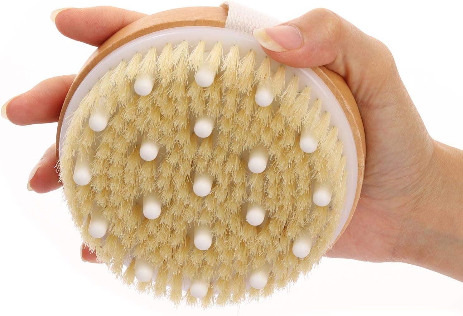2-Pack Dry Brushing Body Brush for Lymphatic Drainage, round Dry Exfoliating Brush with Massage Nodes for Cellulite, Dry Skin, Circulation Boost