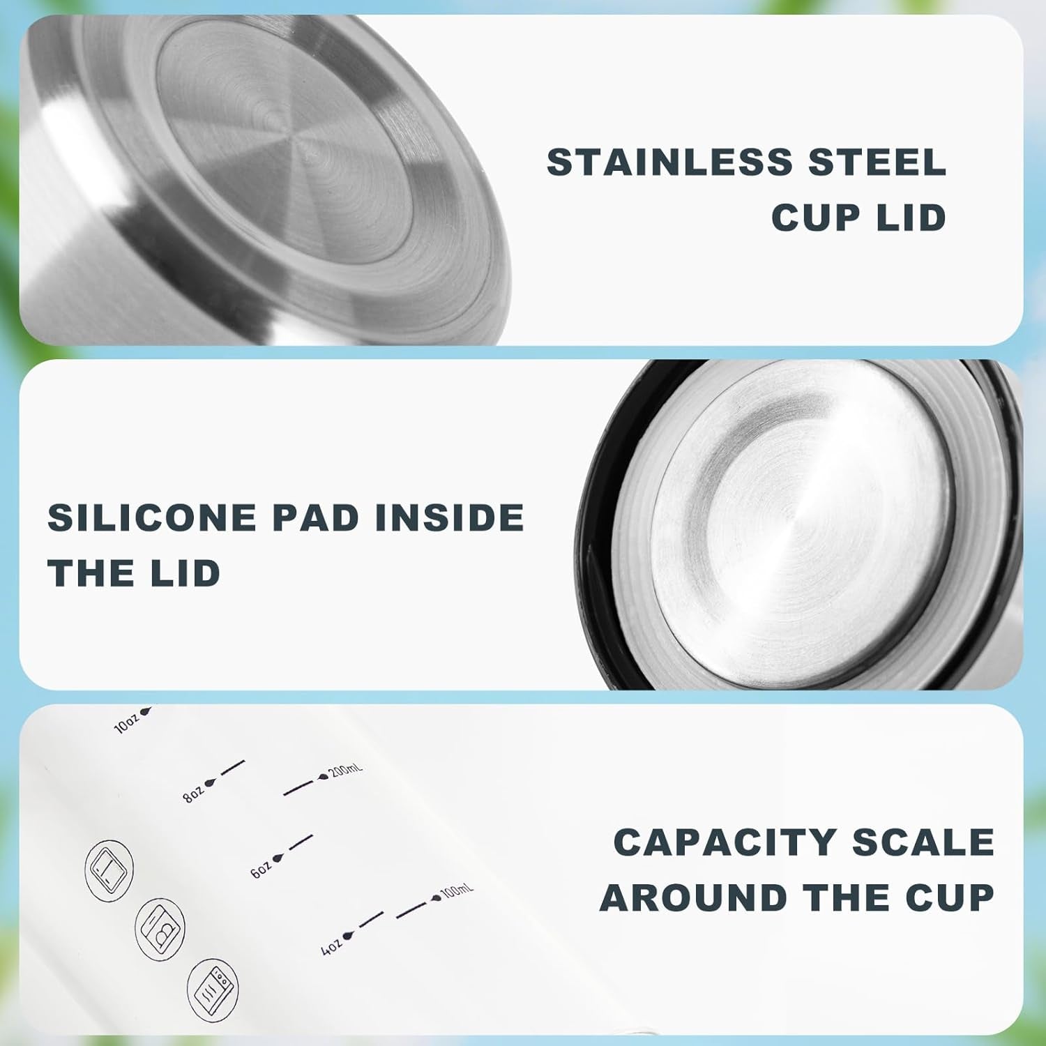 12 Oz Glass Bottles with Lids, 4 Pack Glass Juice Bottles, Reusable Water Bottle for Juicing, Stainless Steel Lids Juicer Bottles, Leakproof, BPA Free