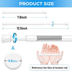 2PCS Small Tension Curtain Rod 8 to 12.5Inch,White Thin Short Curtain Rods No Drilling,Slim Spring Curtain Rods for Cupboard,Closet,Door,Bookshelf