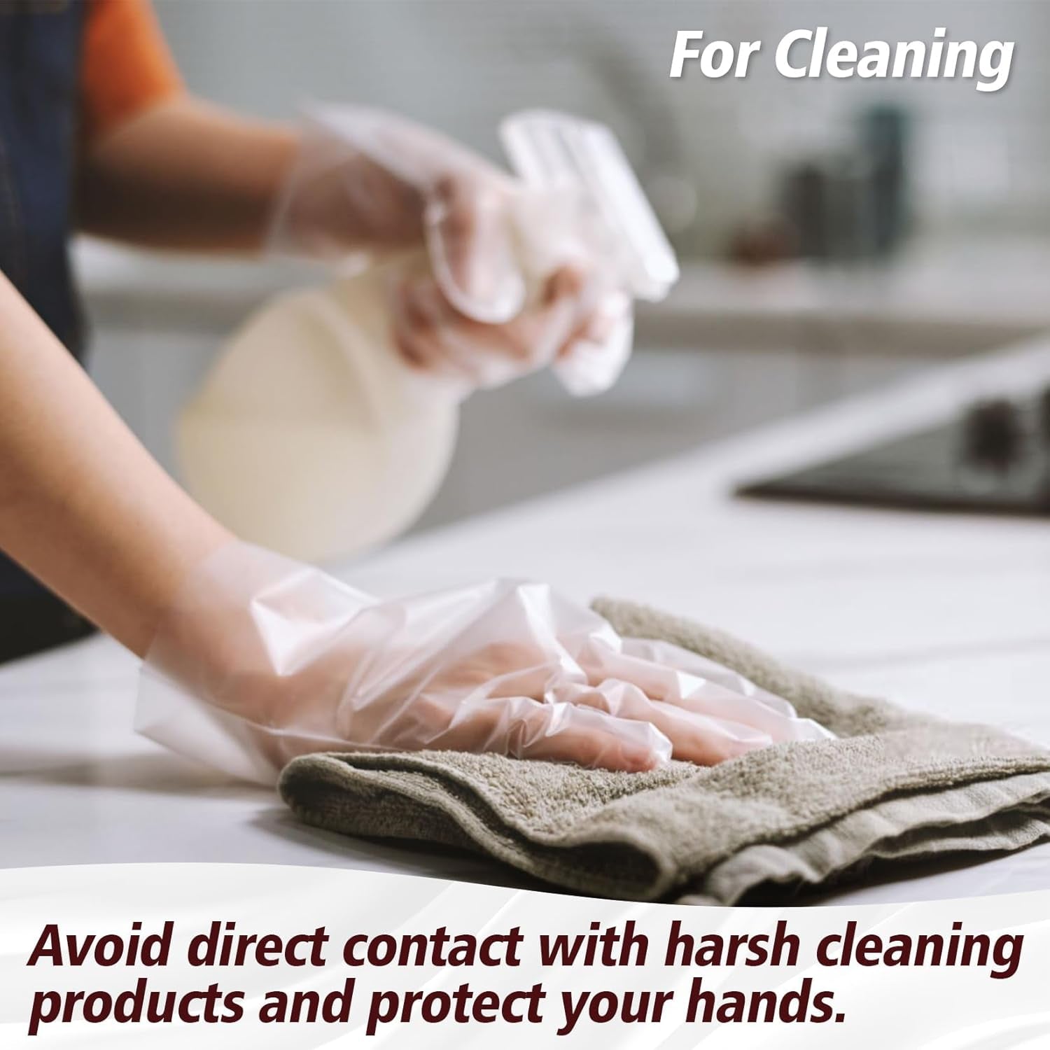 100Pcs(50Paris) Plastic Gloves Disposable - Plastic Food Safe Handling Food Prep Service Gloves Clear Food Handler Cooking Serving Kitchen Restaurant Hair Dye Individual Packaged