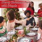 100 Pack Christmas Paper Plates 9" & 7" Snowman Winter Gingham Disposable Dessert Plates for Holiday Xmas Party Supplies(Round,Red and White)