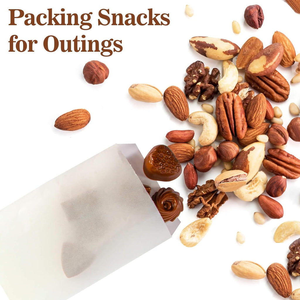 100 Glassine Wax Papper Bags - Glassine Envelopes Wax Paper Sandwich Food French Fry Bags Individual Cookie Sleeves Cake Slices Soap Bars Packaging Treat Bags Desserts Baked Goods Wrappers Bag