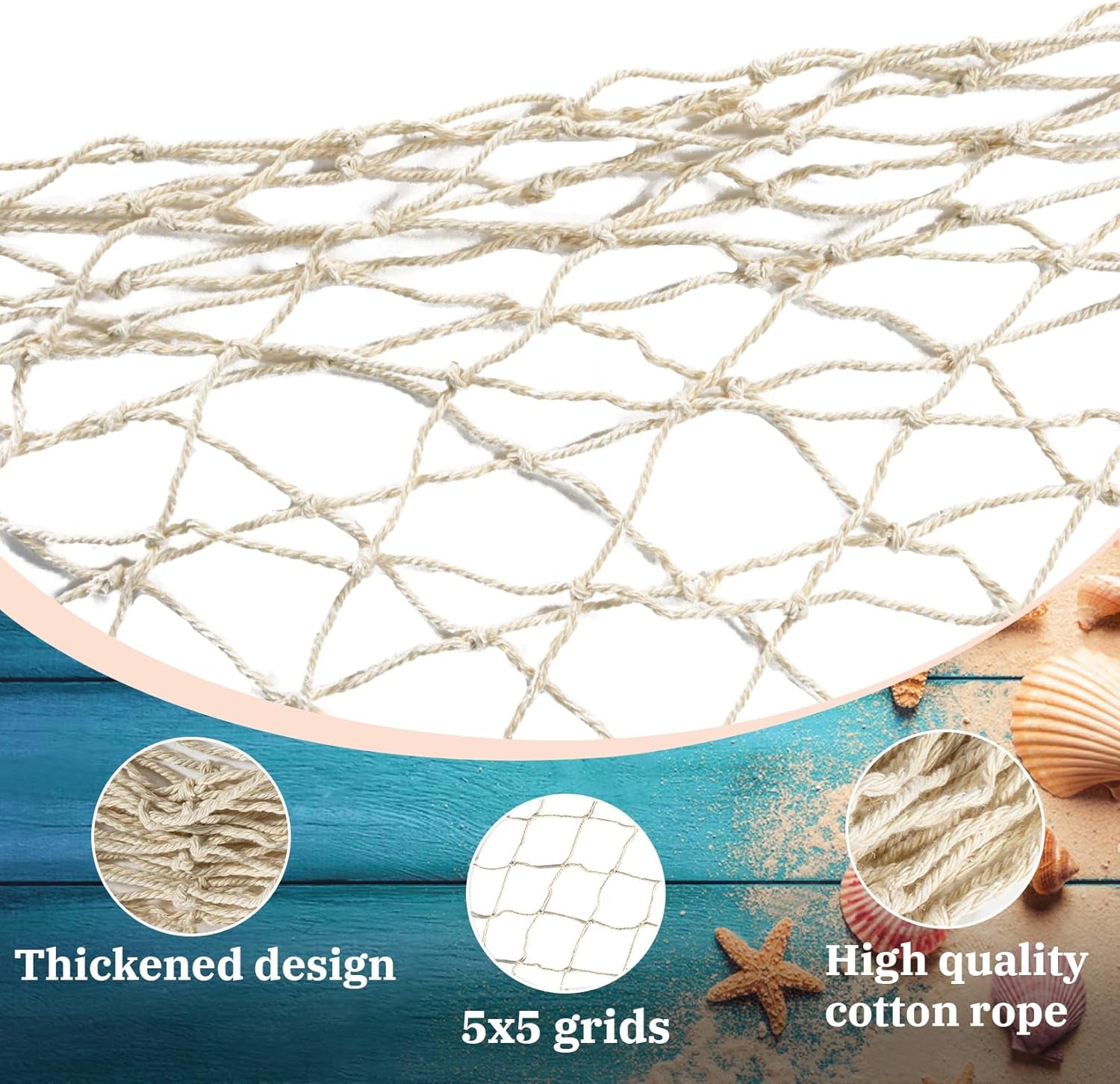 1PC Fish Net Decorative - Fish Net Decorations Decorative Netting Nautical Fishnet Table Runner Nets Netting Fishnet Ocean Party Decor Decoration Decorative Fishing Rope Netting Decorations